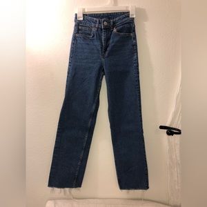 H&M high rise straight jeans in a dark denim